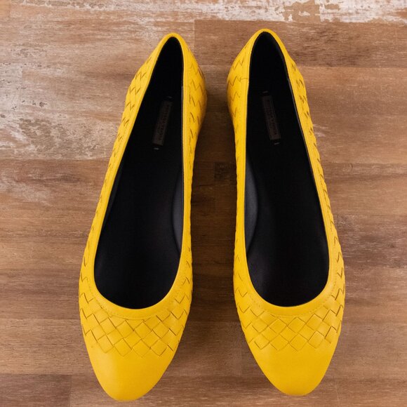 BOTTEGA VENETA sunset yellow leather ballet flats shoes us10 - Picture 3 of 5
